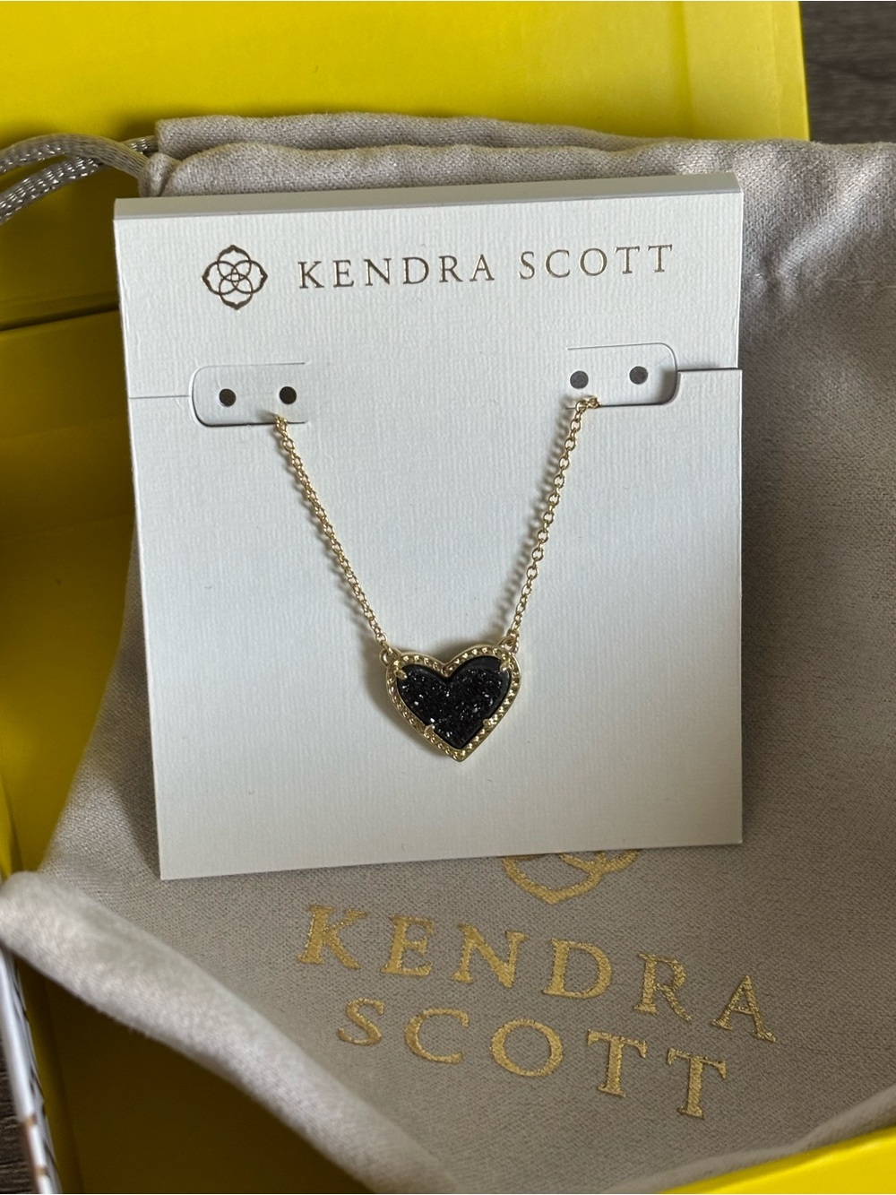 Kendra Scott Gold Heart Necklace with Black Pendant